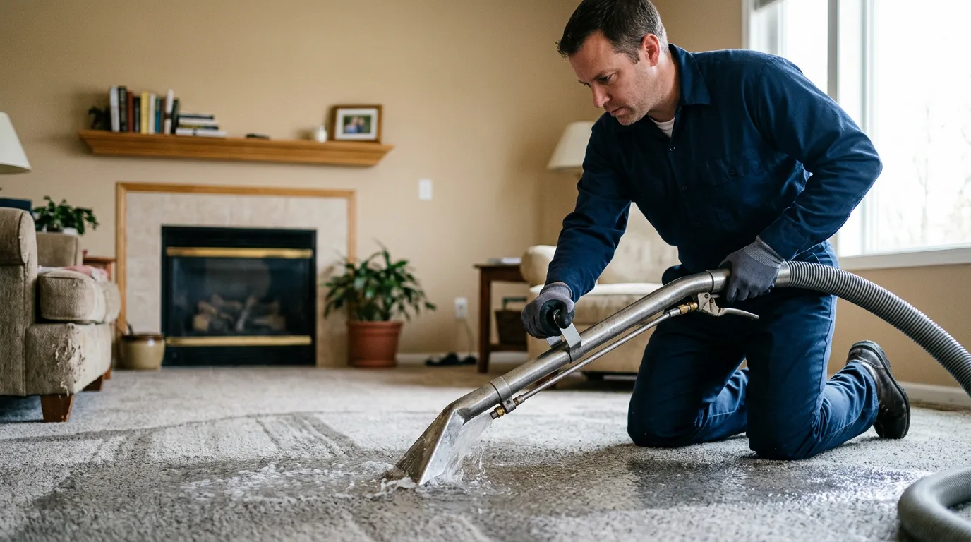Water damage restoration technician working near Wilson, AR